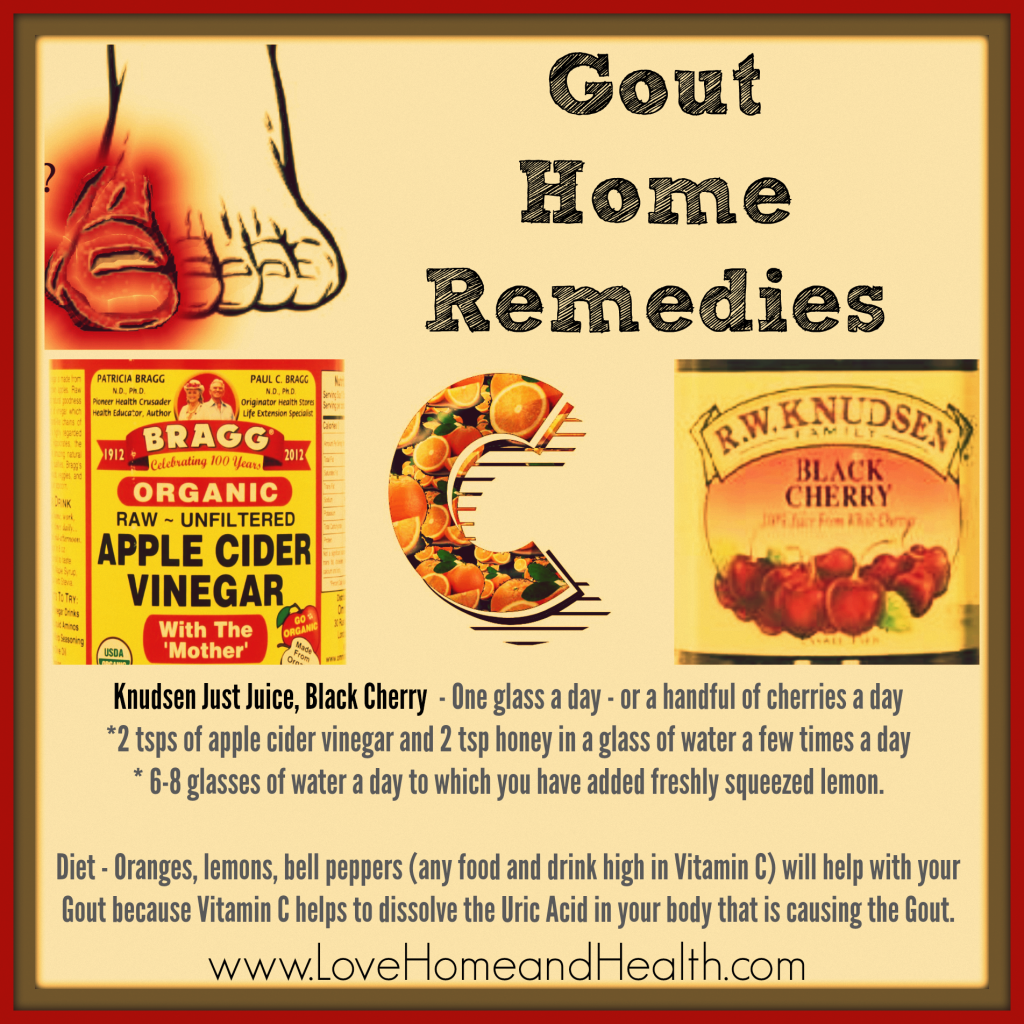  Gout because Vitamin C helps to dissolve the Uric Acid in your body